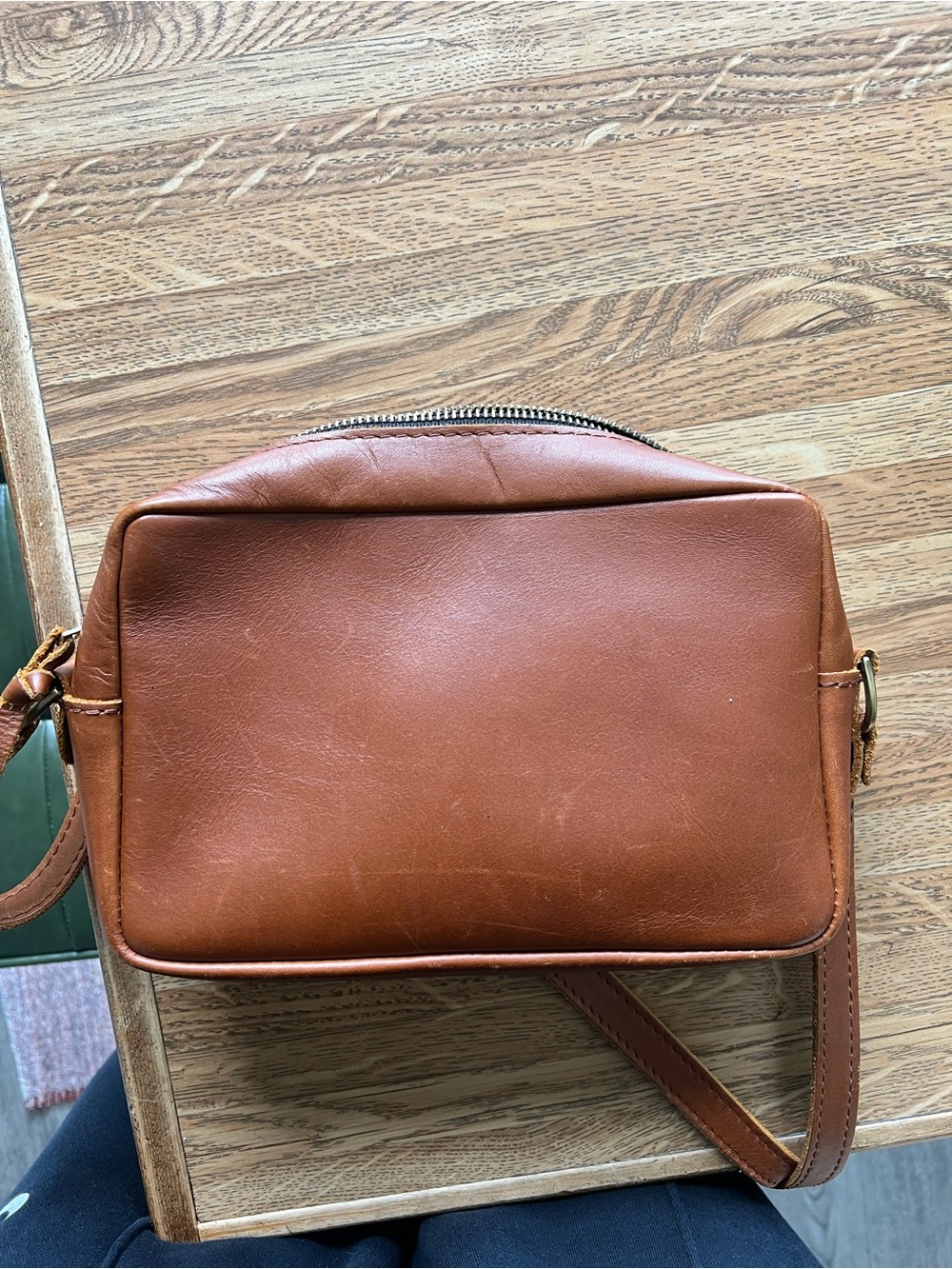Portland Leather Brown Leather Messenger Crossbody - Picture 2 of 3